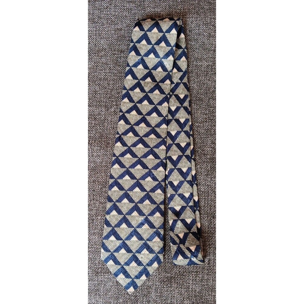 Dress Tie 70s 80s 90s Y2K Vintage Stock Mens Danielli Blue Green Beige 52 Inches